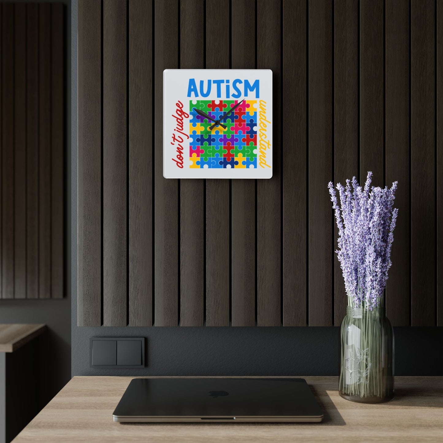Autism Awareness Puzzle Piece Wall Clock