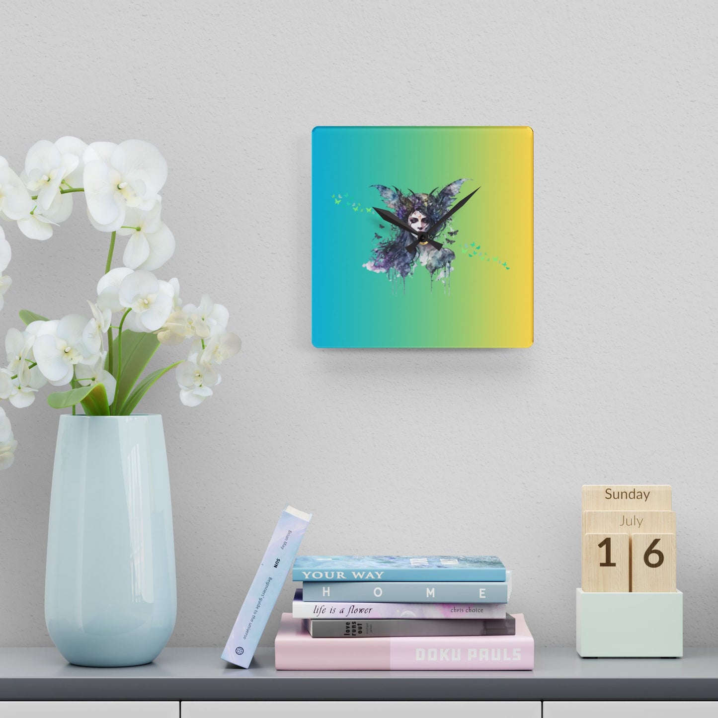 African American Art Square Clock - Come into My World Timeless Wall Clock - 10.75 x 10.75 inch Wall Clock