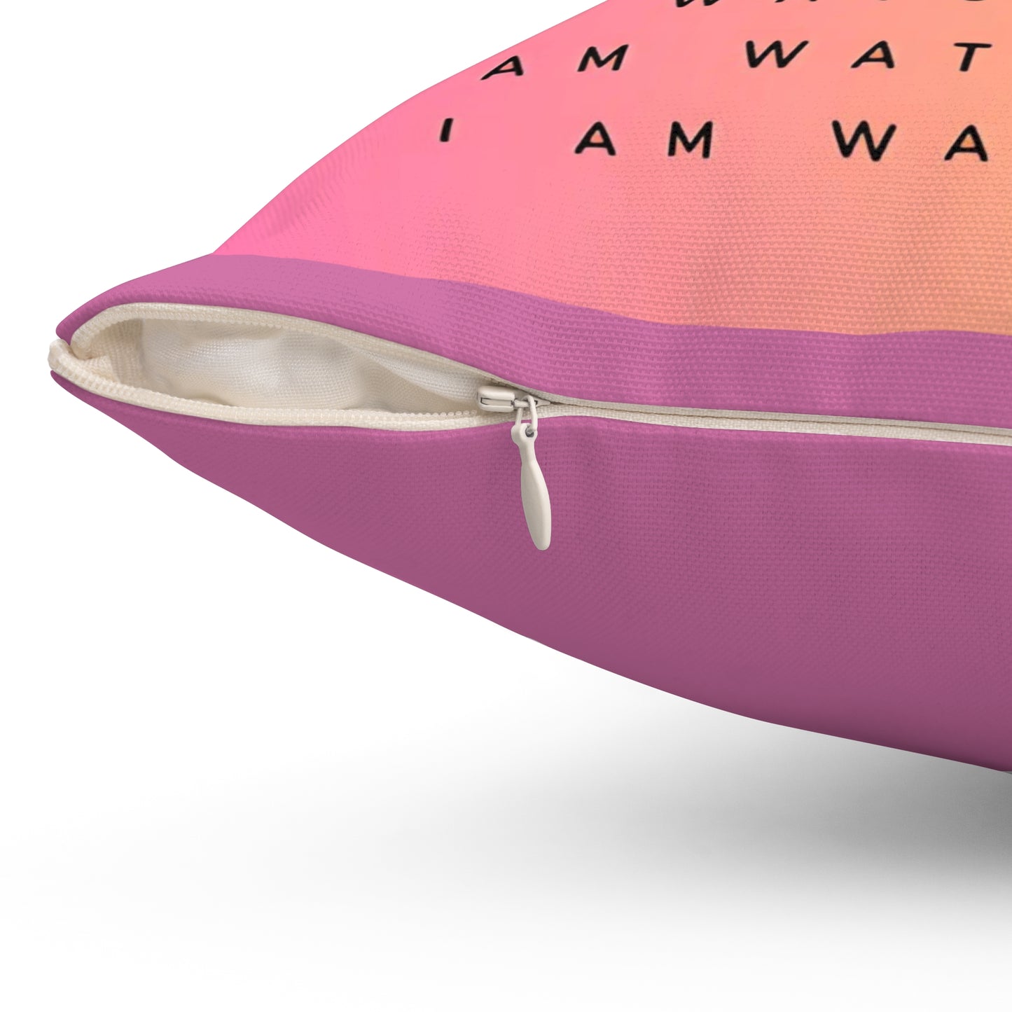 Square Pillow - I Am Watching You Pink And Yellow Design