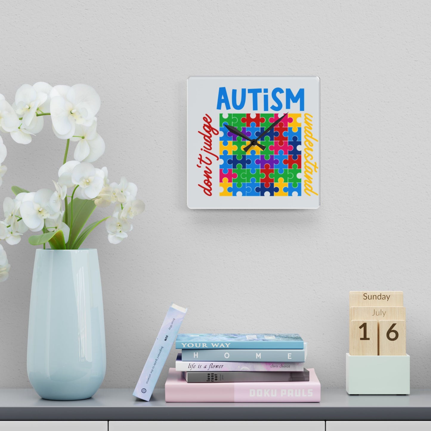 Autism Awareness Puzzle Piece Wall Clock