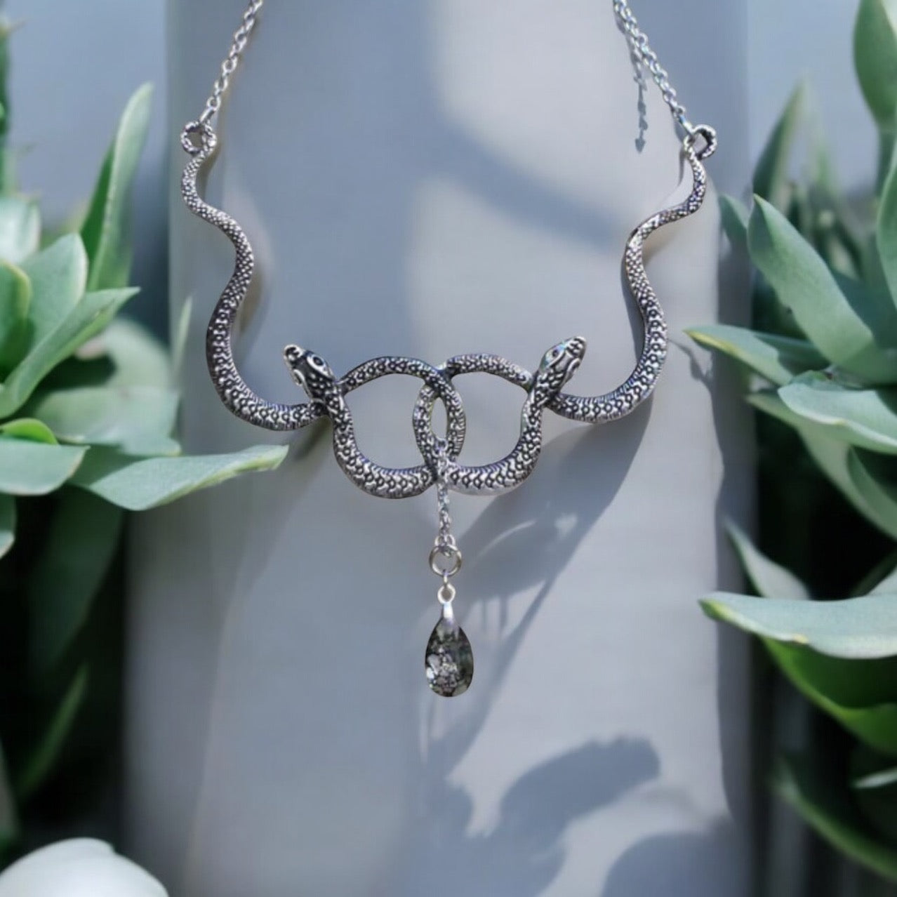 Silver Snake Necklace Crystal Snake Pendant Necklace for Women Snake Charm Serpent Jewelry Silver Snake Animal Jewelry Snake Chain Snake Jewelry