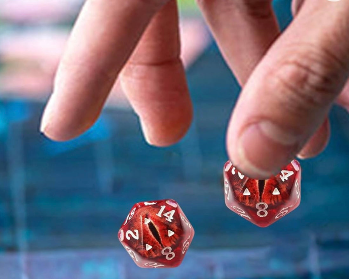 Red Dungeons and Dragons DND Dice - Single Sharp Edge Resin dice, Polyhedral Dice for Role Playing Game
