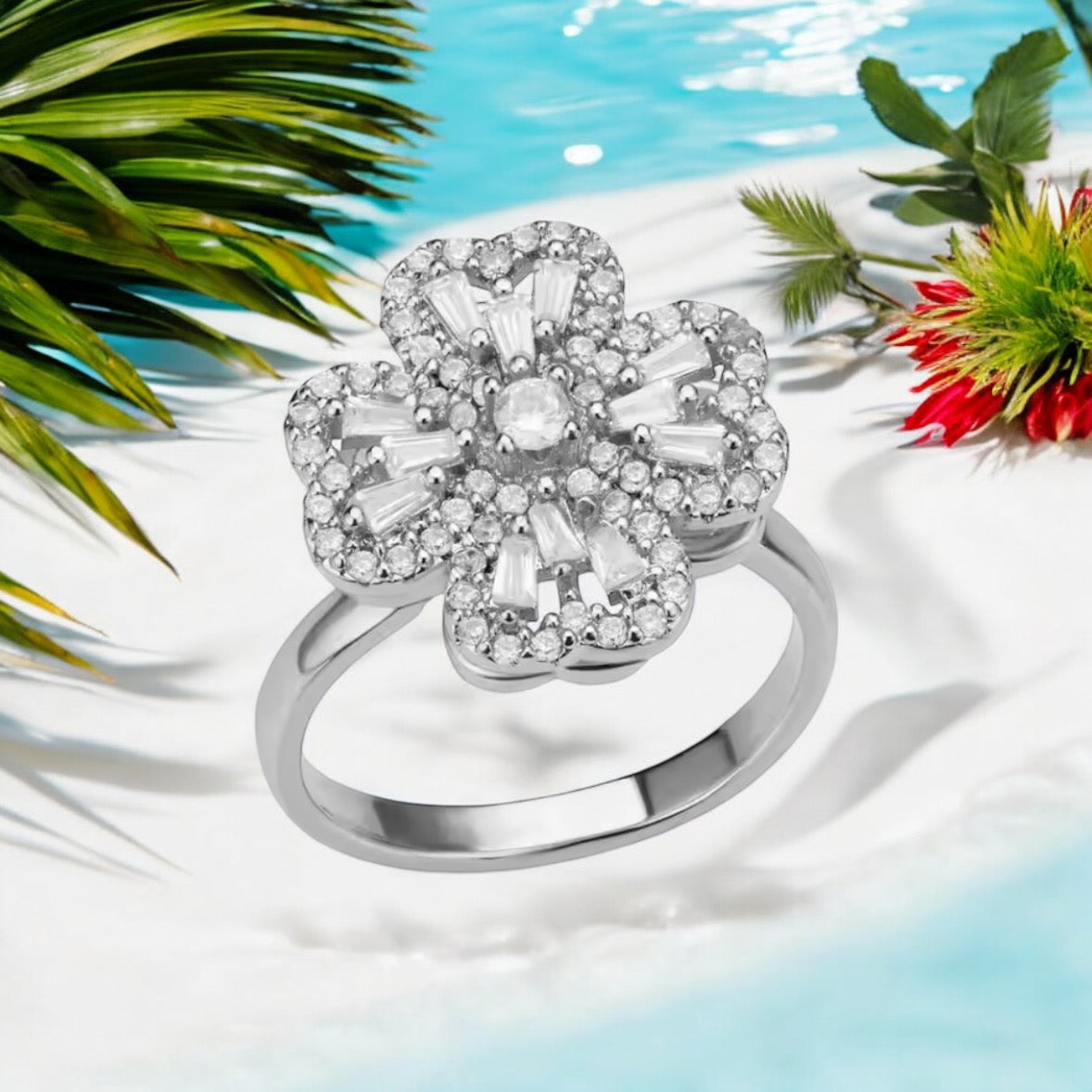 Four-Leaf Clover Spinner Rings Anxiety Fidget Ring for Anxiety Silver Flower Ring Relieving Stress Open Stacking Finger Calming Gifts