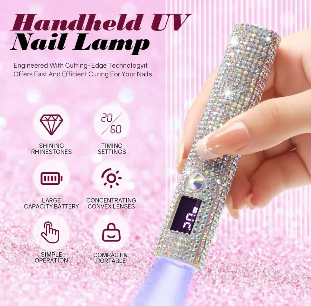 Portable Mini UV LED Nail Lamp – Cordless Rechargeable Nail Dryer for Gel Polish Fast Drying