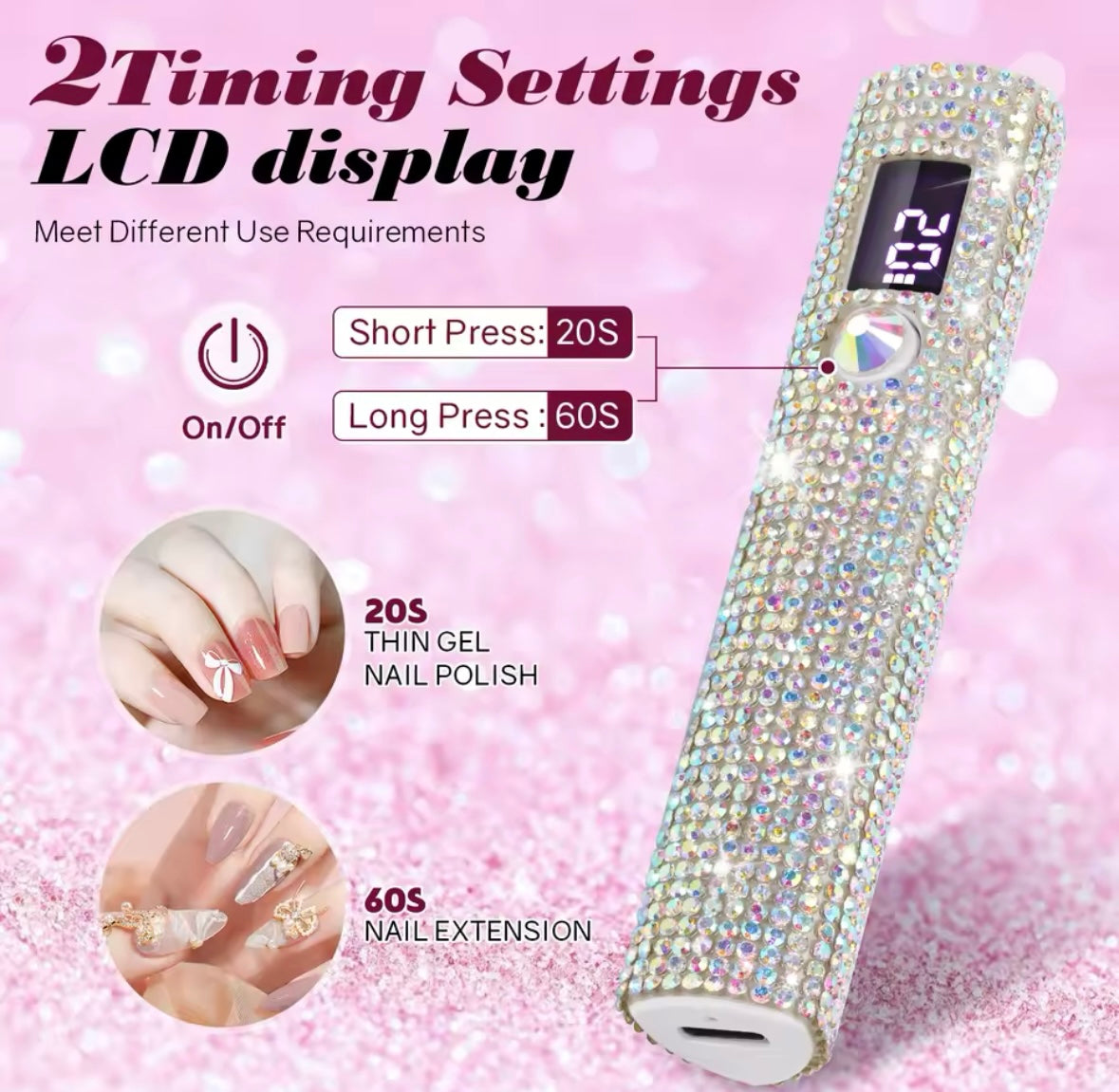 Portable Mini UV LED Nail Lamp – Cordless Rechargeable Nail Dryer for Gel Polish Fast Drying