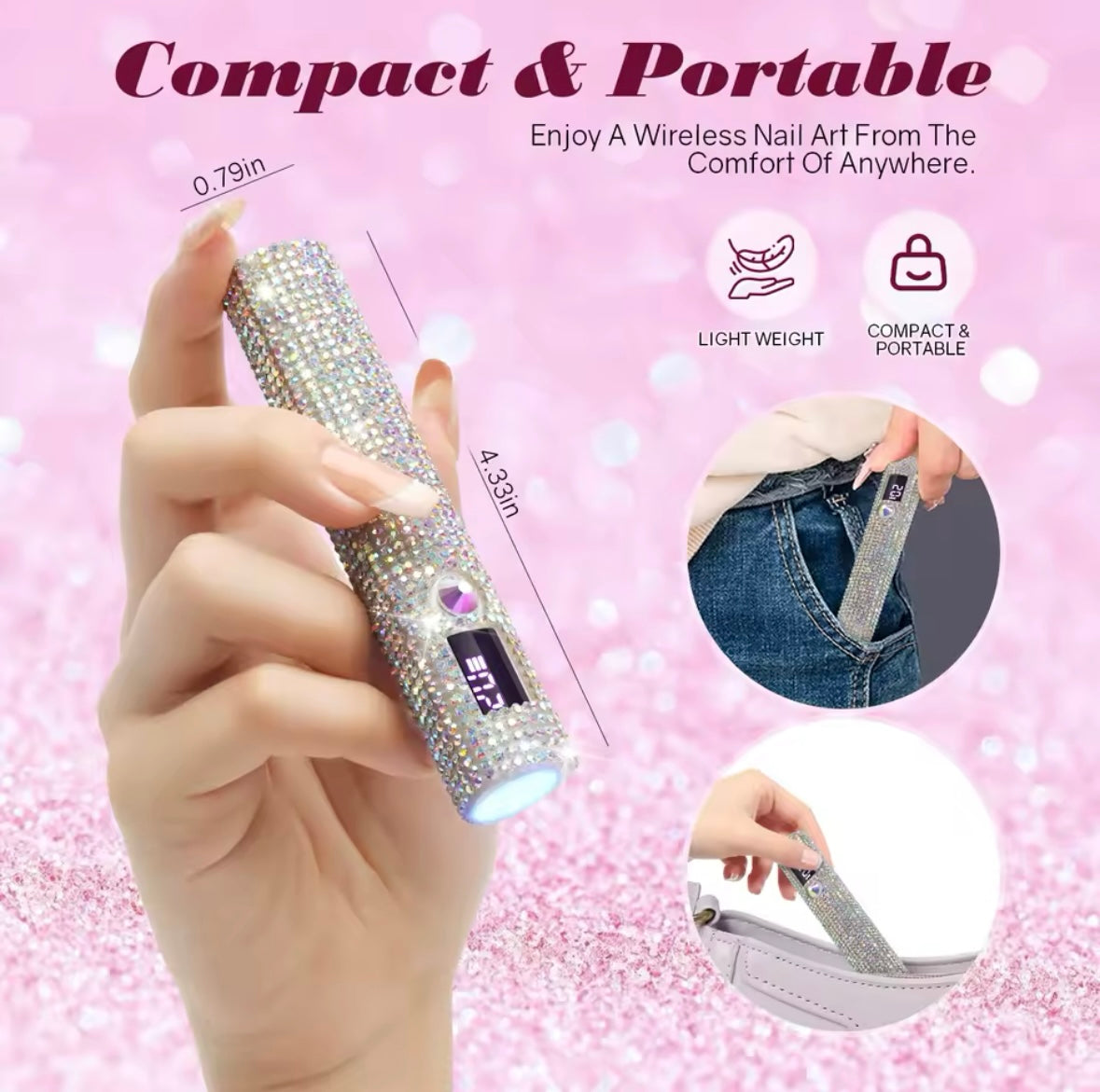Portable Mini UV LED Nail Lamp – Cordless Rechargeable Nail Dryer for Gel Polish Fast Drying
