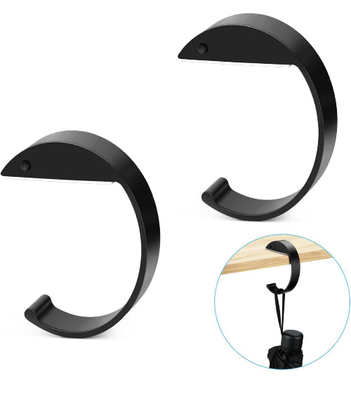C-Shaped Aluminum Purse Hook & Headphone Hanger – Heavy Duty Desk Organizer for Bags, Headsets & More
