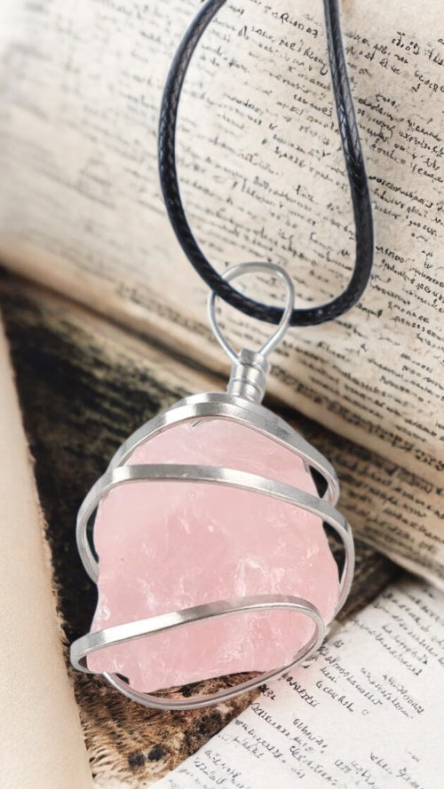 Handmade Rose Quartz Crystal Necklace