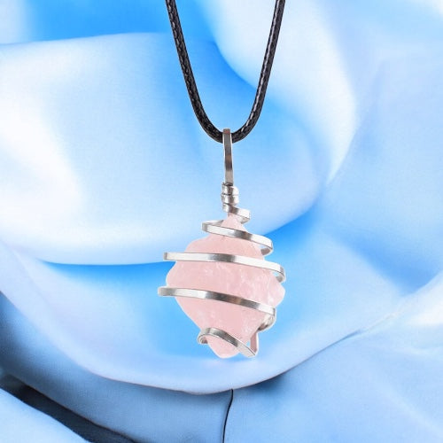 Handmade Rose Quartz Crystal Necklace