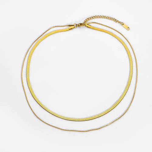 Gold Necklace for Women - Herringbone Snake Necklace Layered Chain Gold Jewelry Gifts for Women Girls