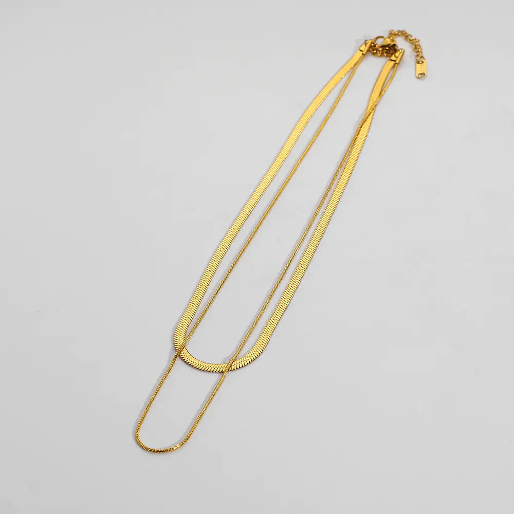 Gold Necklace for Women - Herringbone Snake Necklace Layered Chain Gold Jewelry Gifts for Women Girls