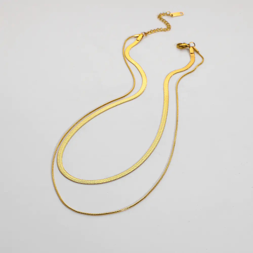 Gold Necklace for Women - Herringbone Snake Necklace Layered Chain Gold Jewelry Gifts for Women Girls