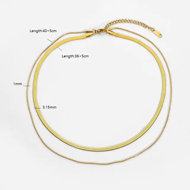 Gold Necklace for Women - Herringbone Snake Necklace Layered Chain Gold Jewelry Gifts for Women Girls