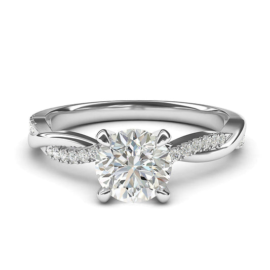 14k White Gold 4-Prong Petite Twisted Vine 1.0 CT Genuine Moissanite Engagement Ring Promise Bridal Ring (6)