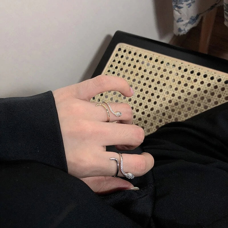 Snake Shape Open Ring Jewelry Adjustable Unique Snake Jewelry for Women Girls