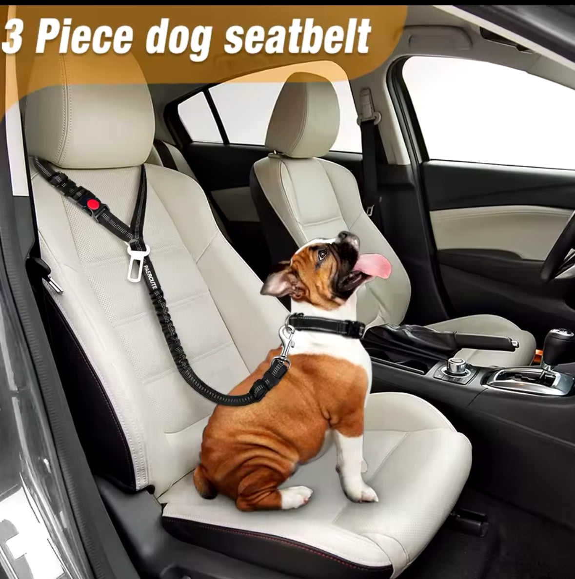 3 Piece Set Dog Seat Belt Retractable Dog Car Seatbelts Adjustable Pet Seat Belt for Vehicle Headrest Restraint Adjustable Heavy Duty & Elastic & Durable Car Harness for Dogs