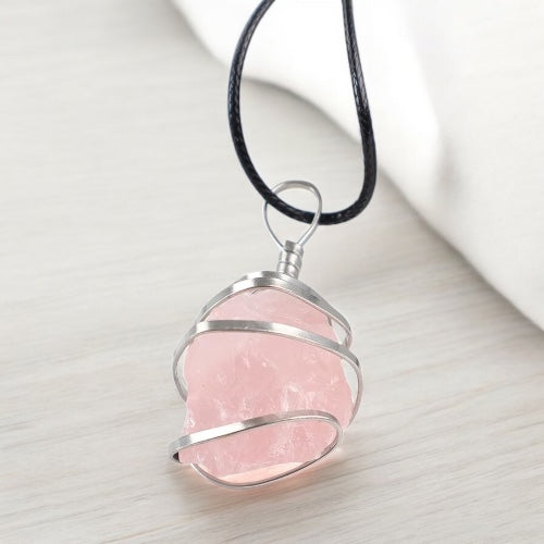 Handmade Rose Quartz Crystal Necklace