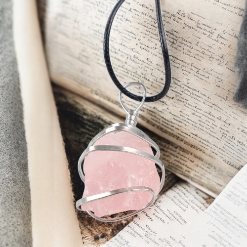 Handmade Rose Quartz Crystal Necklace