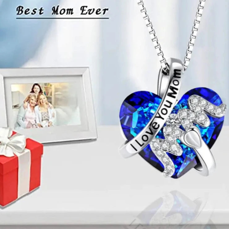 Red Blue Heart Crystal Necklace