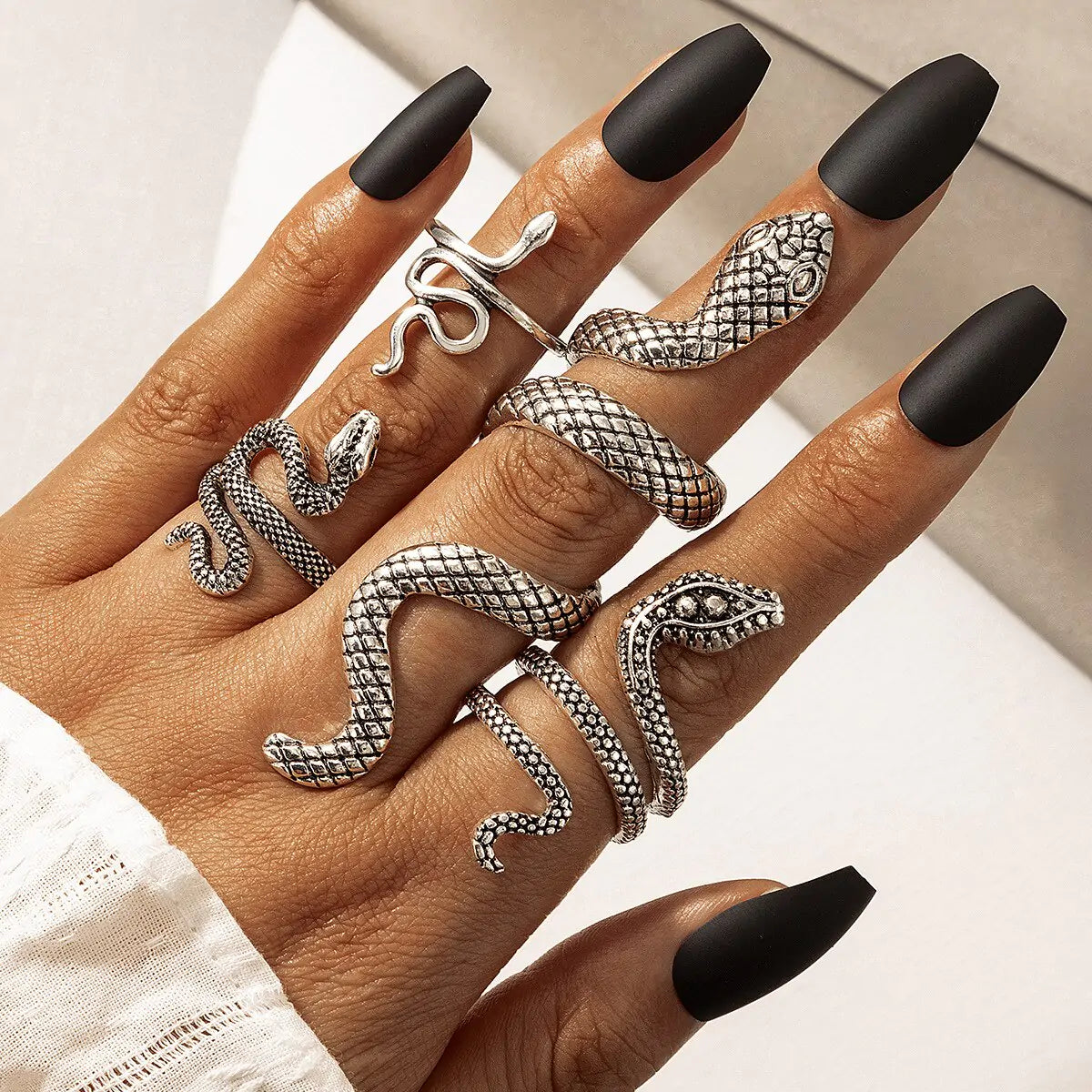 Snake Ring Silver Snake Rings for Women Phoenix Ring Adjustable Vintage Rings Punk Goth Rings Gold Snake Silver Ring Set Snake Jewelry