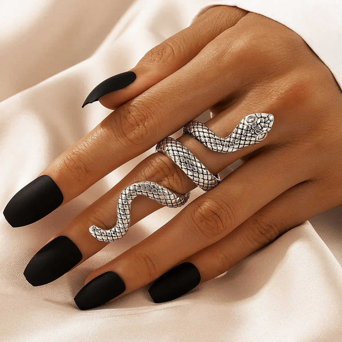 Snake Ring Silver Snake Rings for Women Phoenix Ring Adjustable Vintage Rings Punk Goth Rings Gold Snake Silver Ring Set Snake Jewelry